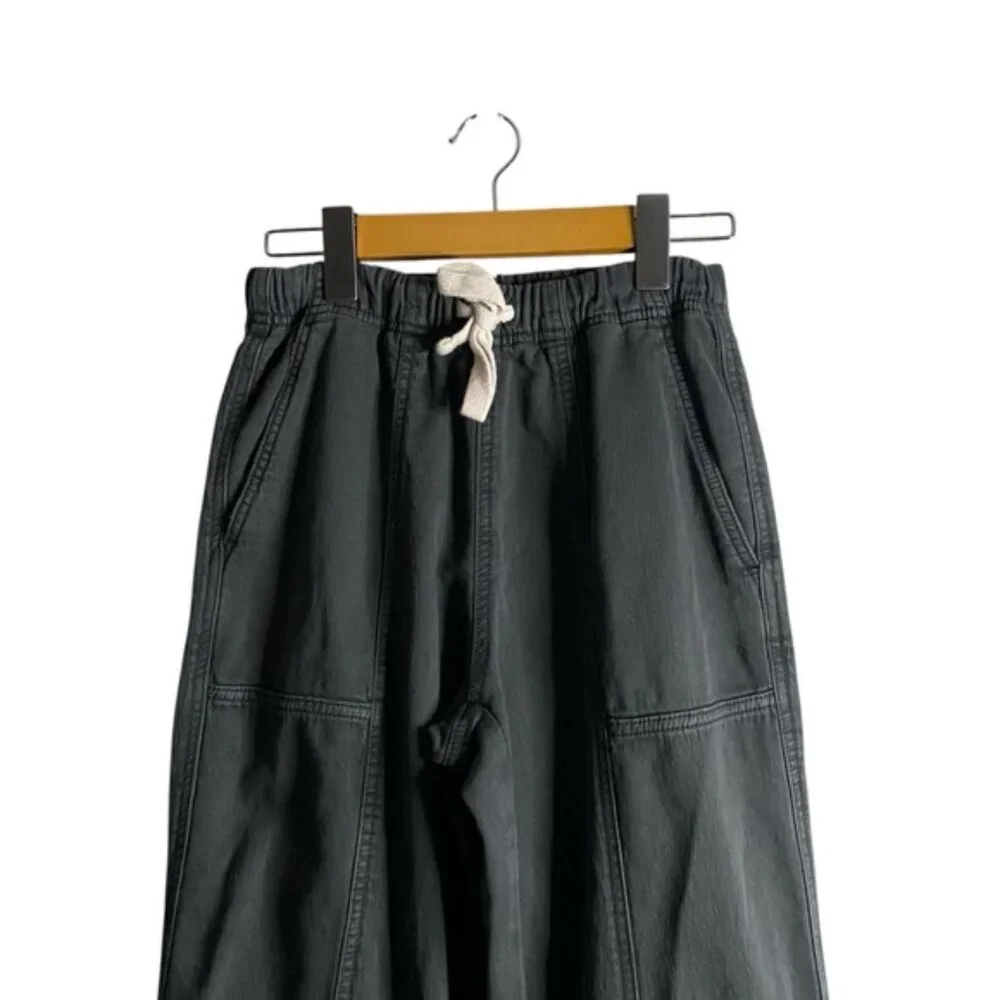 Aerie Women's Smoked Gray Me-Day Tie Waist Wide Leg Casual Pant - Picture 3 of 9